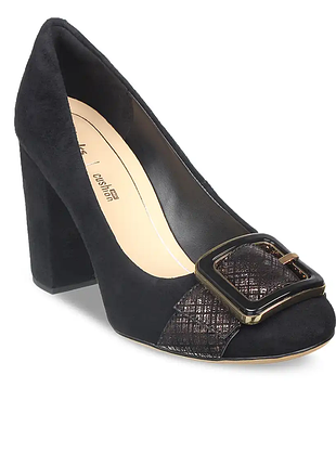 Натуральная кожа, классические черные женские туфли на стойких каблуках clarks