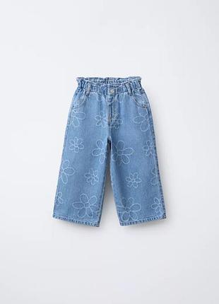 Джинси з вишитими квітами 4р 104см zara