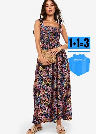 🥰довга сукня на резинці в квітковий принт boohoo 12