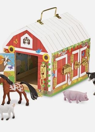 Melissa & doug latches barn дерев’яна ферма з тваринками та замочками