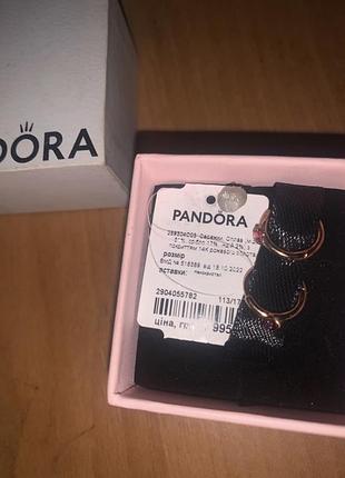 Серьги-кольца pandora rose с малиновым кристаллом (оригинал)