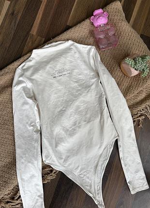 Біле боді кофта зара zara з текстом , довгий рукав