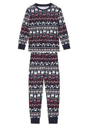 Пижама детская новогодняя трикотажная pepperts 134-140 синяя арт 5259