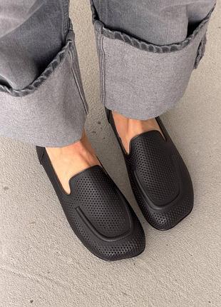 Розпродаж 🔥 в наявності анатомічні лофери barefoot натур шкіра перфорація чорні 36р