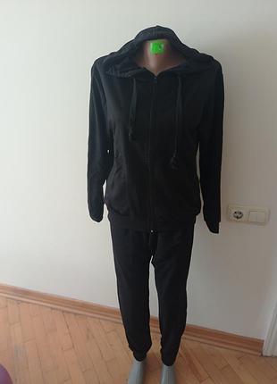 Спортивный костюм, женские, трикотаж, m,l,xl, черный.