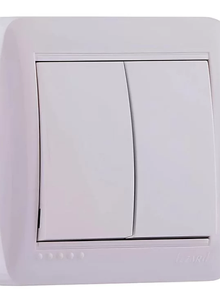 Выключатель двухклавишный накладной белый demet lezard (711-0200-101)