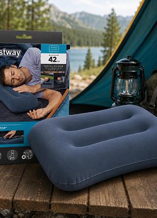 Подушка надувна флокована для кемпінгу 42см x 26см x 10см bestway 67121