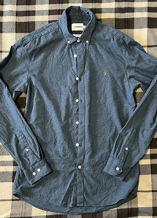 Сорочка farah slim fir oxford (синьо-сірий колір, м)