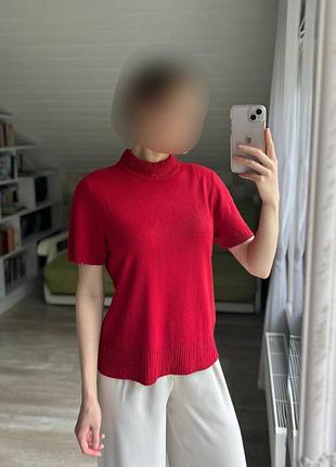 Червоний трикотажний топ футболка debenhams з бісером