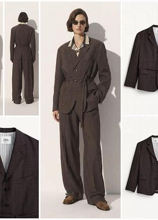 Дуже крутий смугастмй блейзер лімітованої колекції zara studio. льон і віскоза. преміум вигляд і якість.