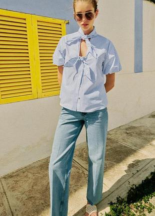 Блузка женская в полоску зара zara m, l