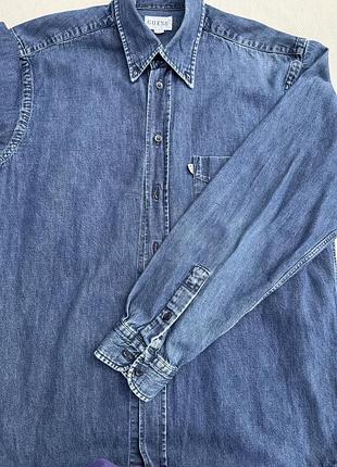 Сорочка чоловіча джинсова guess синя, розмір xl