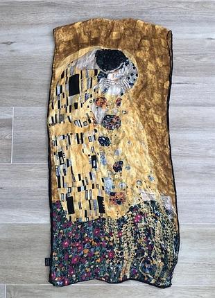 Італійський шовковий шарф густав клімт «поцілунок» gustav klimt “the kiss” 180*42 см.