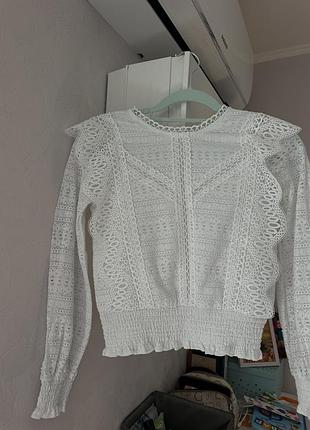Ошатна біла блузка river island з мереживом та рюшами