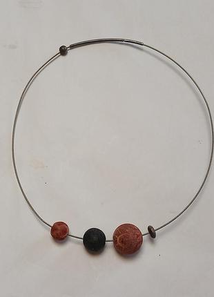 Колье серебро скамья коралл
