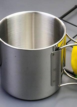 Чашка из нержавеющей стали со сложными ручками. 500 мл.