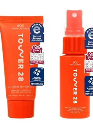 Tower 28 sos daily rescue facial spray спрей для обличчя 30 мл &amp; крем для обличчя tower 28 sos cream 20 мл