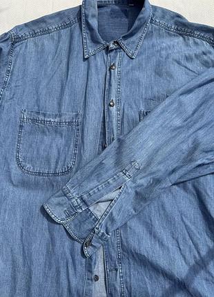 Сорочка чоловіча trussardi j, синя , джинсова, розмір xl