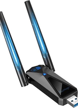 Elecmoga ax5400 wifi 6 тридіапазонний 2.4/5/6 ггц для пк подвійна антена 2 дбі, 5400 мбіт/с, plug & play, сумісний з windows