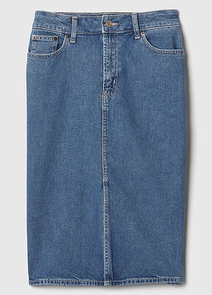 Юбка 25 джинсовая gap factory denim midi pencil skirt синяя medium indigo