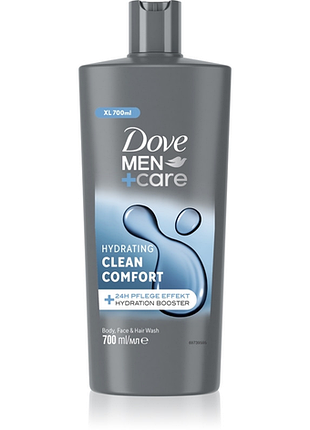 Гель для душа, волос, лица dove men care hydrating clean comfort 700 ml / увлажняющий гель для волос, лица и тела