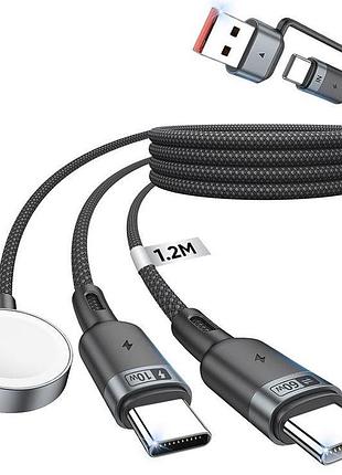 Зарядный кабель usb c для apple watch - многофункциональный кабель 3 в 2, 1,2 м, 60 вт type-c fast, совместимый с iwatch 8 7 6 5 4