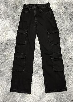 Чорні жіночі карго джинси cropp denim