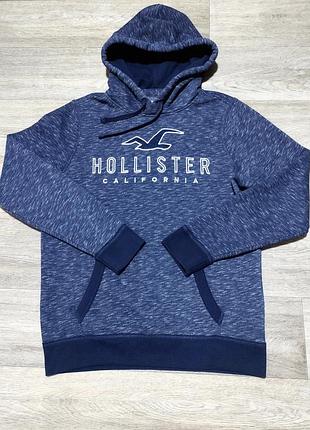 Мужское тёплое худи hollister с принтом , размер м .