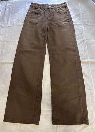 Джинси шоколадні wide leg stradivarius