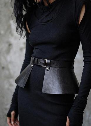 Пояс баска кожаный, широкий пояс баска на бедра, кожаный ремень + баска gothic, avantgarde, boho, alt, witchcore, statement, minimalism