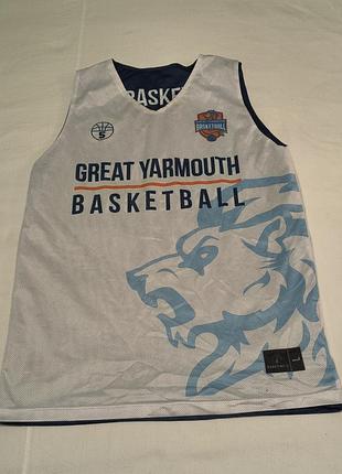Starting 5 great yarmouth bascetball - спортивная 2-х сторонняя- бело\ синяя - в сетку баскетбольная майка - l