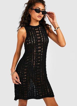 Нова чорна вʼязана сукня boohoo