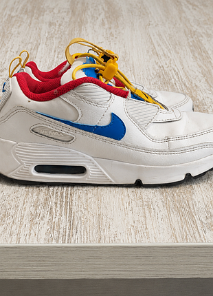 Дитячі кросівки nike air max 34 розмір у білому кольорі з яскравими синіми та червоними акцентами