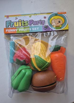 Ігровий набір «fruits party» іграшкові овочі та фрукти, mic, новий