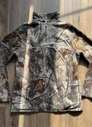 Фліска realtree жіноча з рожевим хлястиком з мисливським принтом