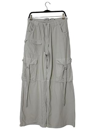 Сіро-бежеві штани карго оверсайз bershka