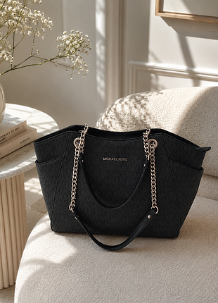 Оригинальная сумка michael kors в фирменном монограммном дизайне jet set travel chain tote (35h8stv87b)