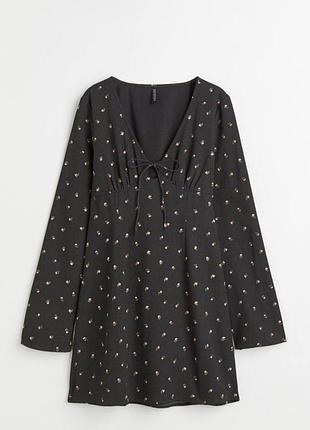 Жіноча чорна сукня міні з квітковим принтом h&m