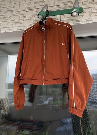 Олімпійка укорочена куртка, жіноча, теракотово-помаранчевий колір, bershka , m