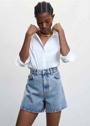 Джинсовые шорты в стиле 90-х от zara с эффектом варки acid wash с высокой посадкой