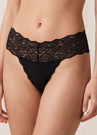 Черные кружевные трусики стринги h&m m
