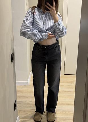 Джинси прямі сірі чорні zara straight