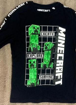 Футболка minecraft (майнкрафт) с длинным рукавом (лонгслив) детская 134-140, 9-10