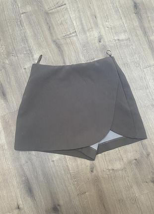 Спідниця-шорти zara xs сірокоричнева