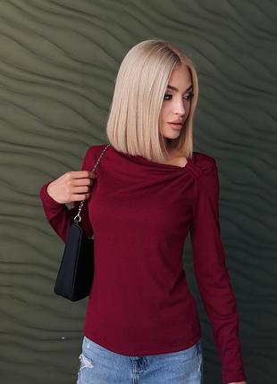 ✨ стильний жіночий лонгслів із трендовим асиметричним вирізом арт.: 4242