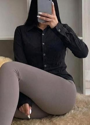 Еластична та приємна 🖤 garry jeans co 👔 жіноча чорна сорочка на ґудзиках 🛍️ класична блуза з довгим рукавом s-m