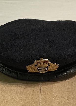 Vintage - firmin official headwear - royal navy - темно-синий офицерский шерстяной берет с кокардой -р. -55-56