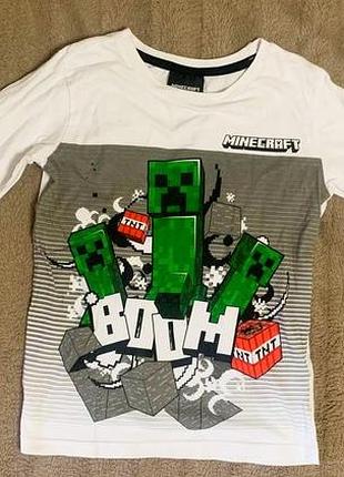 Футболка minecraft (майнкрафт) с длинным рукавом (лонгслив) детская 134-140, 9-10