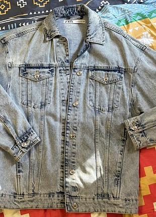 Джинсова куртка zara оверсайз подовжена xs