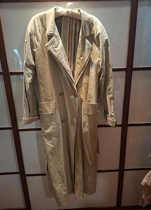 Винтажный двубортный плащ тренч danwear, премиум-лен и хлопок (р. m-l)
